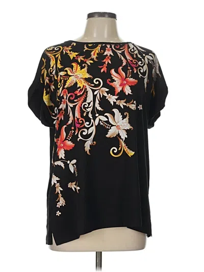 Pre-owned Chico's Short Sleeve Blouse In Black