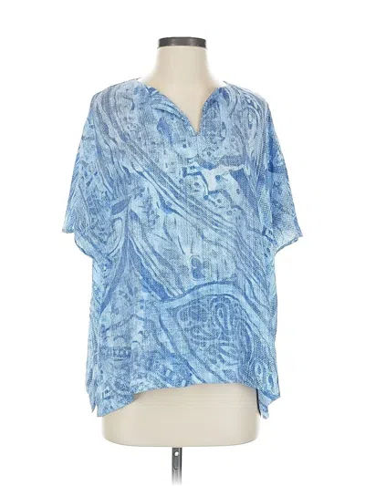 Pre-owned Chico's Short Sleeve Blouse In Blue