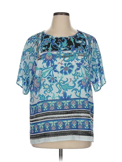 Pre-owned Chico's Short Sleeve Blouse In Blue