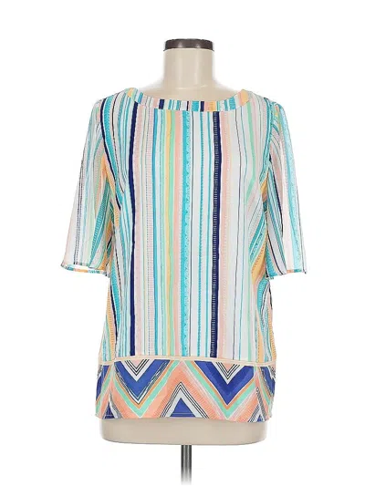 Pre-owned Chico's Short Sleeve Blouse In Blue