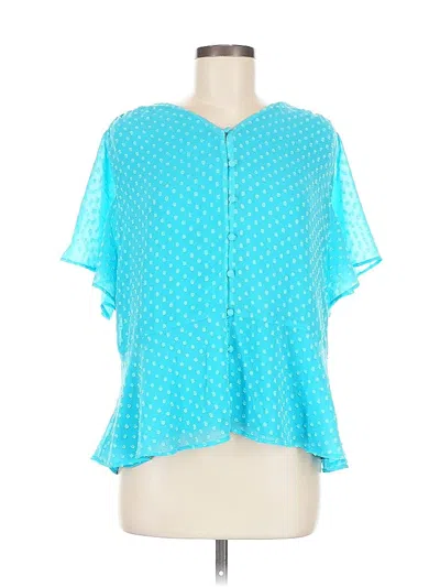 Pre-owned Chico's Short Sleeve Blouse In Blue