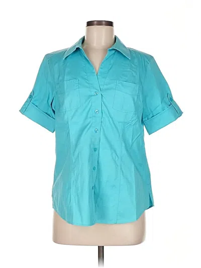 Pre-owned Chico's Short Sleeve Blouse In Blue