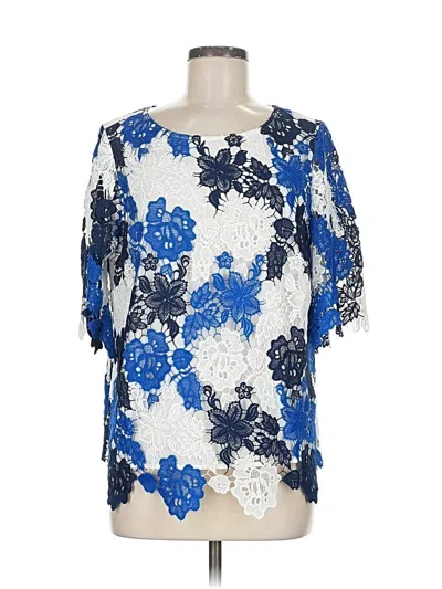 Pre-owned Chico's Short Sleeve Blouse In Blue