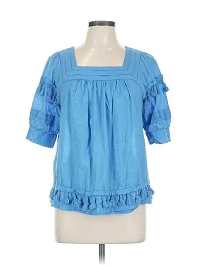 Pre-owned Chico's Short Sleeve Blouse In Blue