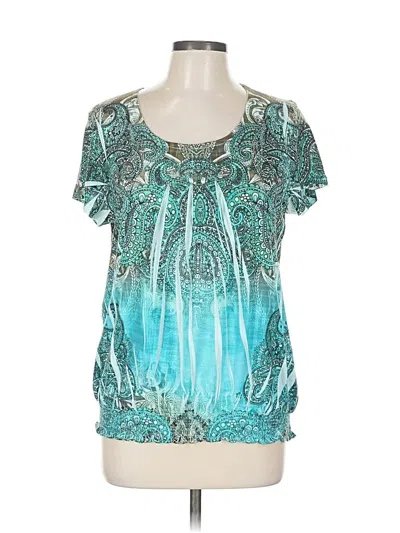 Pre-owned Chico's Short Sleeve Blouse In Blue