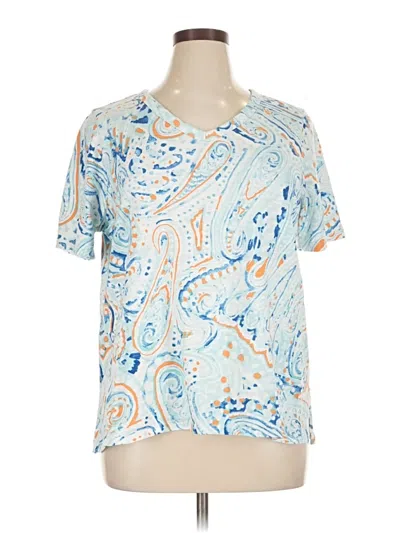 Pre-owned Chico's Short Sleeve Blouse In Blue