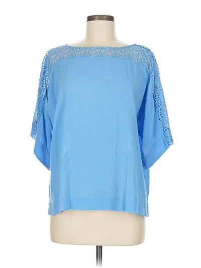 Pre-owned Chico's Short Sleeve Blouse In Blue