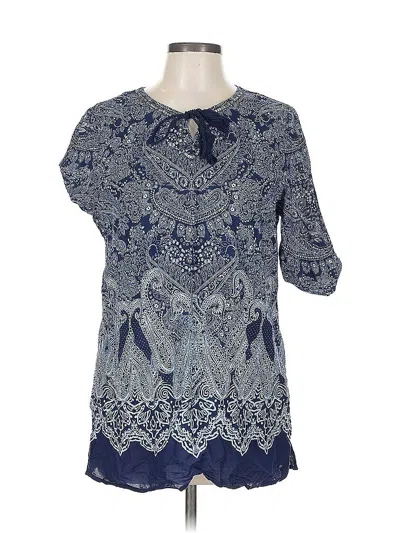 Pre-owned Chico's Short Sleeve Blouse In Blue