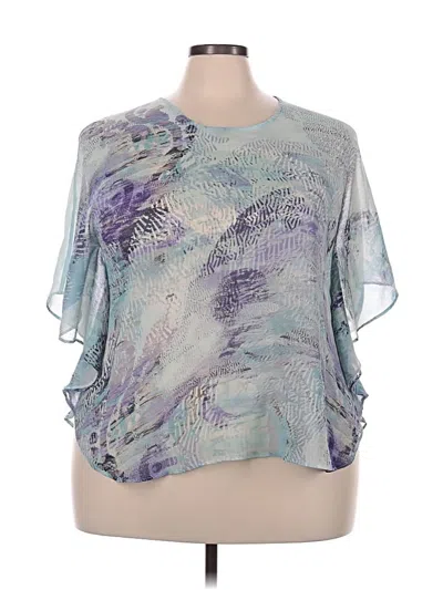 Pre-owned Chico's Short Sleeve Blouse In Blue