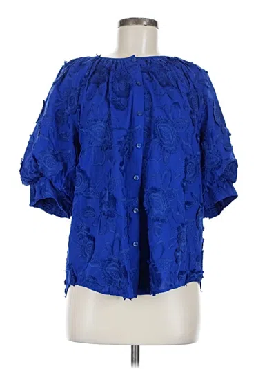 Pre-owned Chico's Short Sleeve Blouse In Blue