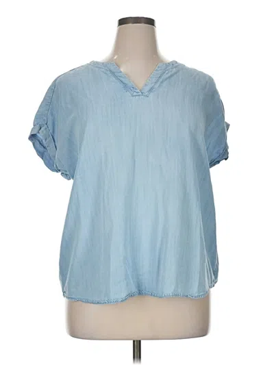 Pre-owned Chico's Short Sleeve Blouse In Blue