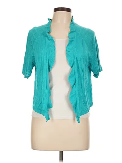 Pre-owned Chico's Short Sleeve Blouse In Blue