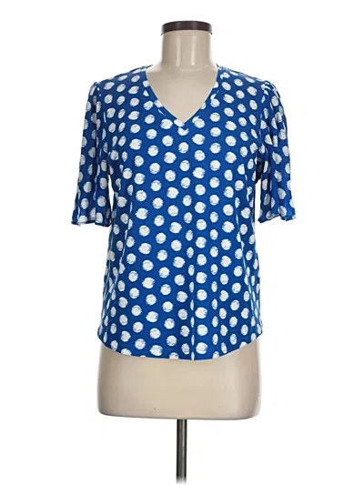 Pre-owned Chico's Short Sleeve Blouse In Blue