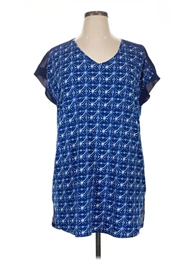 Pre-owned Chico's Short Sleeve Blouse In Blue