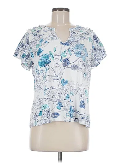 Pre-owned Chico's Short Sleeve Blouse In Blue