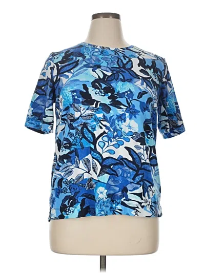 Pre-owned Chico's Short Sleeve Blouse In Blue
