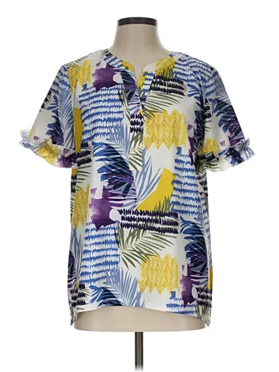 Pre-owned Chico's Short Sleeve Blouse In Blue