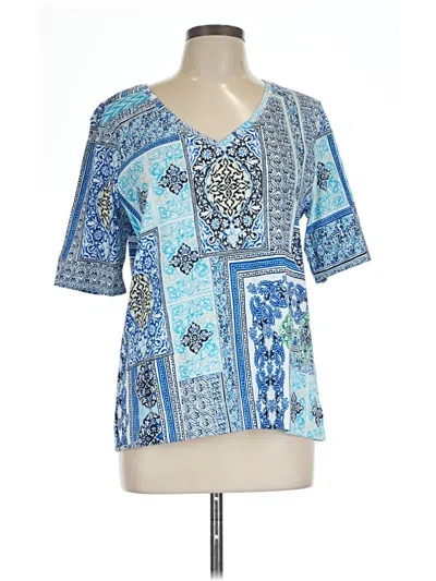 Pre-owned Chico's Short Sleeve Blouse In Blue