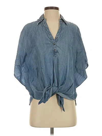 Pre-owned Chico's Short Sleeve Blouse In Blue