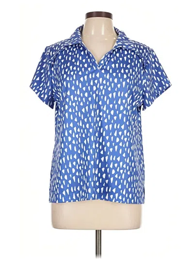Pre-owned Chico's Short Sleeve Blouse In Blue