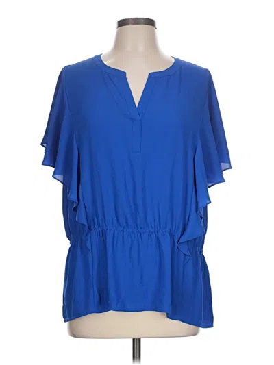 Pre-owned Chico's Short Sleeve Blouse In Blue