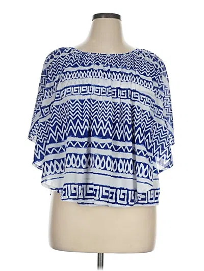 Pre-owned Chico's Short Sleeve Blouse In Blue