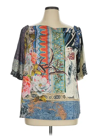 Pre-owned Chico's Short Sleeve Blouse In Blue