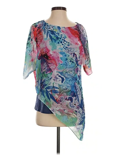 Pre-owned Chico's Short Sleeve Blouse In Blue
