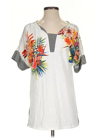 Pre-owned Chico's Short Sleeve Blouse In Gray