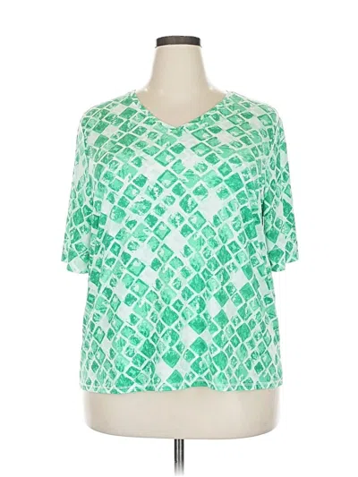 Pre-owned Chico's Short Sleeve Blouse In Green