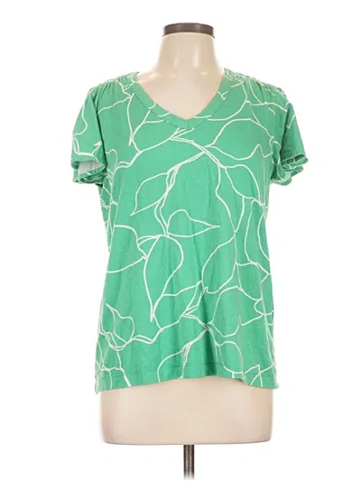 Pre-owned Chico's Short Sleeve Blouse In Green