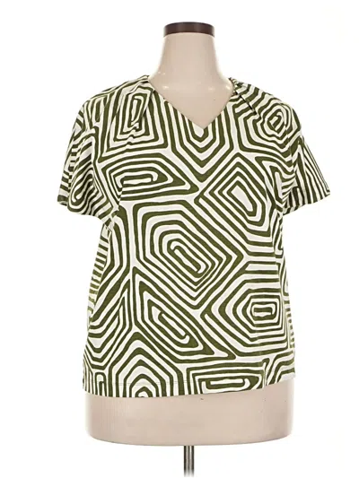Pre-owned Chico's Short Sleeve Blouse In Green