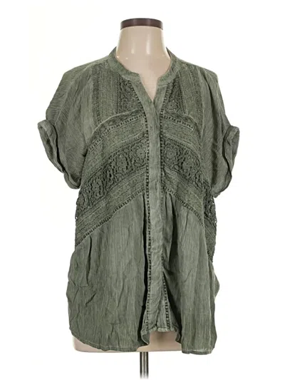 Pre-owned Chico's Short Sleeve Blouse In Green