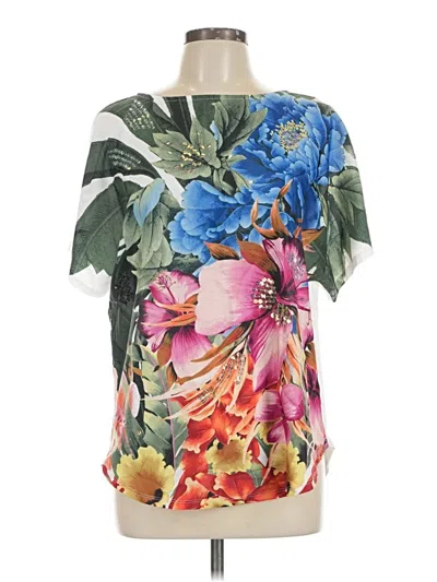 Pre-owned Chico's Short Sleeve Blouse In Green