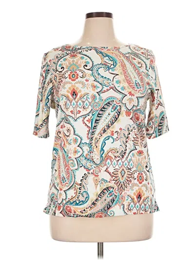 Pre-owned Chico's Short Sleeve Blouse In Ivory