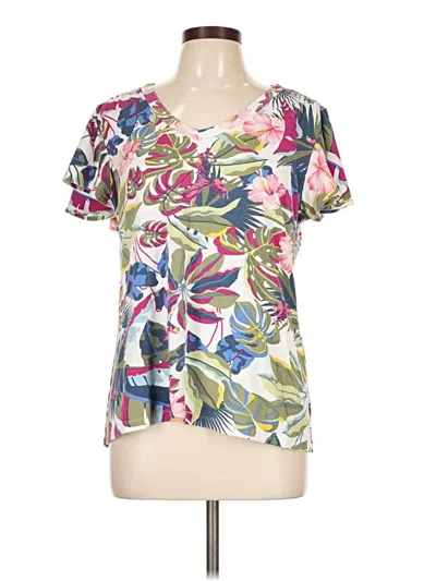 Pre-owned Chico's Short Sleeve Blouse In Ivory