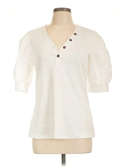 Pre-owned Chico's Short Sleeve Blouse In Ivory