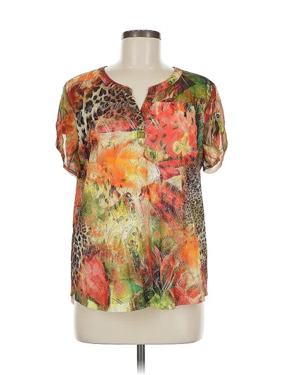 Pre-owned Chico's Short Sleeve Blouse In Orange