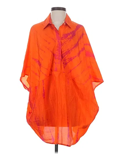 Pre-owned Chico's Short Sleeve Blouse In Orange