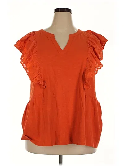 Pre-owned Chico's Short Sleeve Blouse In Orange