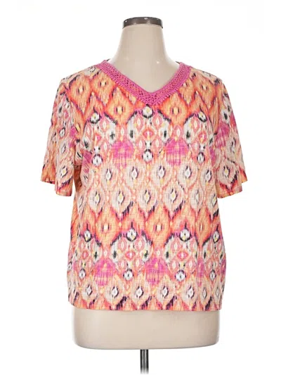 Pre-owned Chico's Short Sleeve Blouse In Pink