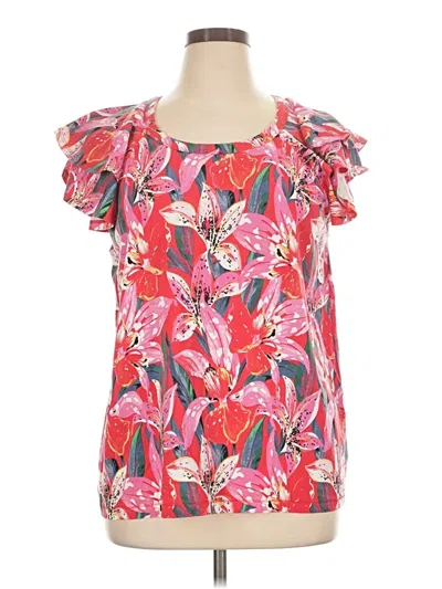 Pre-owned Chico's Short Sleeve Blouse In Pink