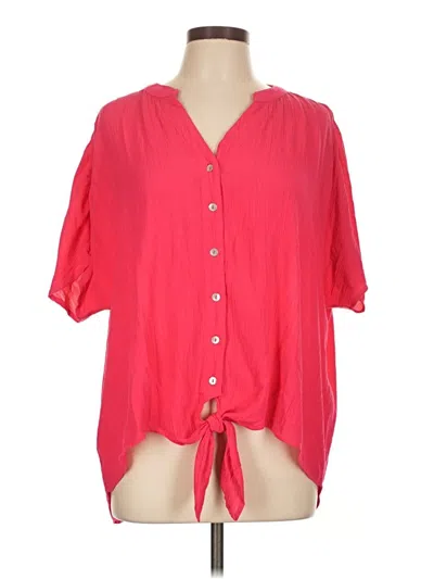 Pre-owned Chico's Short Sleeve Blouse In Red