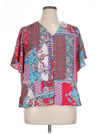 Pre-owned Chico's Short Sleeve Blouse In Red