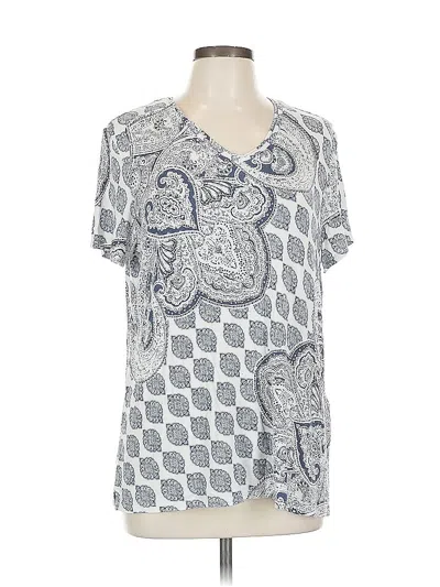 Pre-owned Chico's Short Sleeve Blouse In Silver