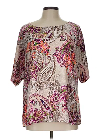 Pre-owned Chico's Short Sleeve Blouse In Silver