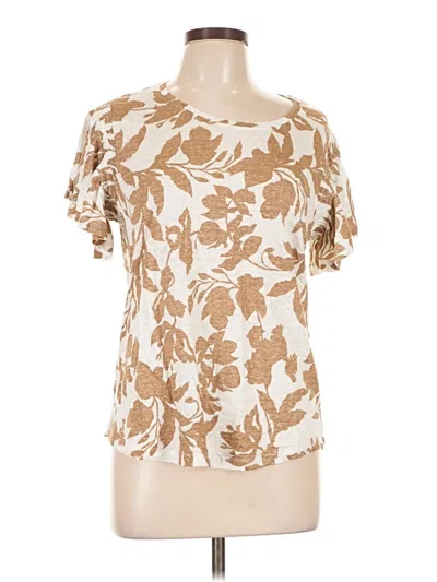 Pre-owned Chico's Short Sleeve Blouse In Tan