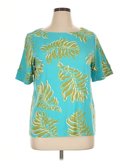 Pre-owned Chico's Short Sleeve Blouse In Teal
