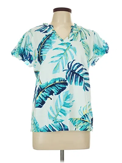 Pre-owned Chico's Short Sleeve Blouse In Teal
