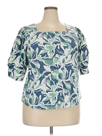 Pre-owned Chico's Short Sleeve Blouse In Teal